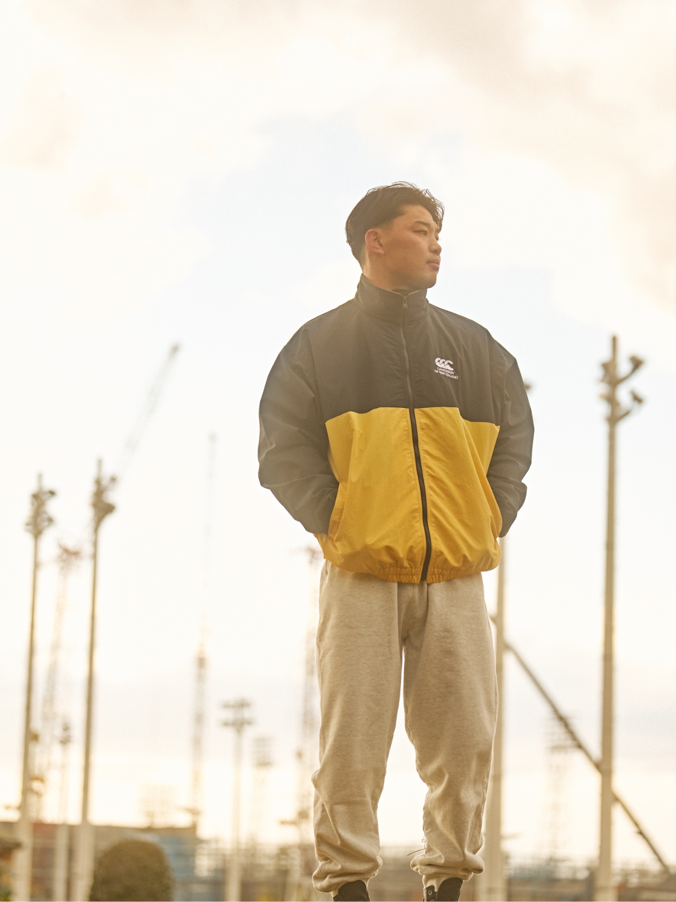 RUGBY SHELL JACKET,HEAVY SWEAT PANTS