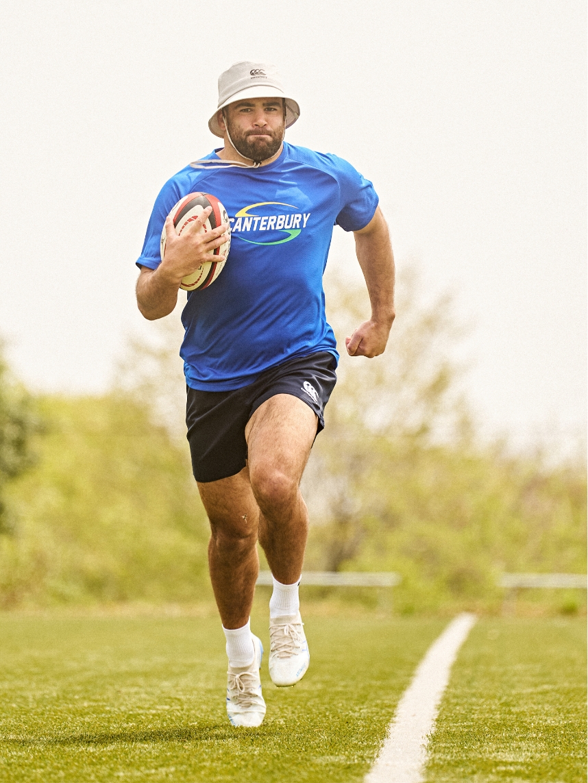 TRAINING TEE,RUGBY SHORTS(LONG),GRIP SOCKS,R+ DUAL SPORTS HAT