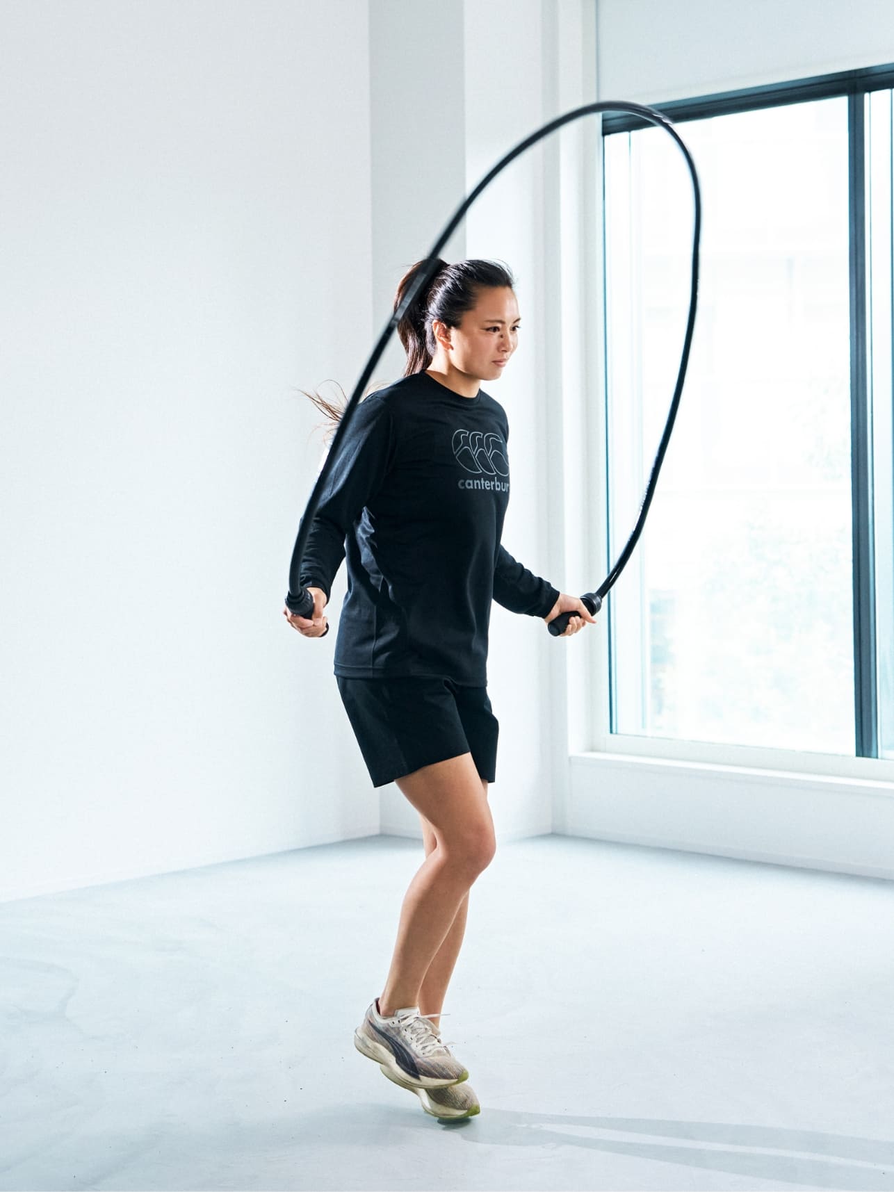 [TOPS] R+ L/S WORKOUT TEE,[BOTTOMS] R+ DUAL SHORTS